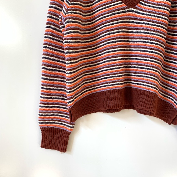 NWT Madewell Arden Striped V-Neck Pullover Sweater - Picture 4 of 11